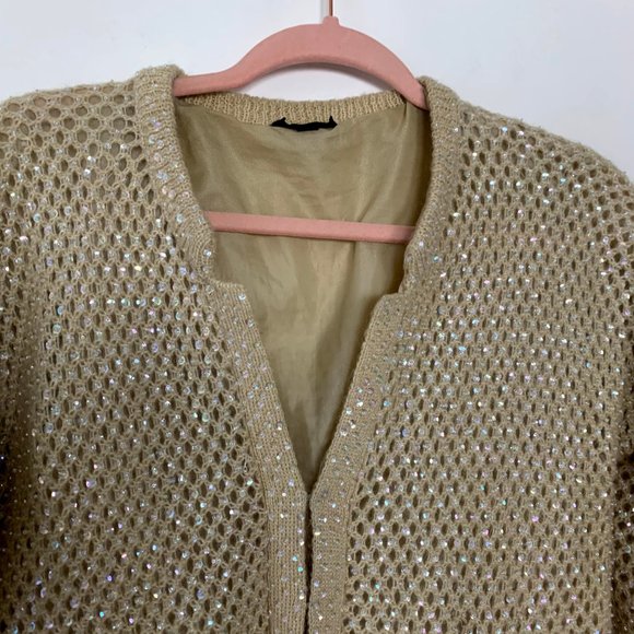 Topshop Mesh Crochet Rhinestone Cardigan 2 #4625 - Picture 2 of 7